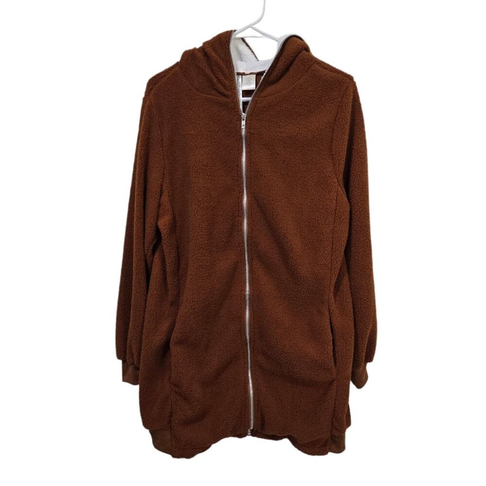 Forgotten Grace NEW Women's Size Small Brown Full Zip Up Sherpa Hoodie